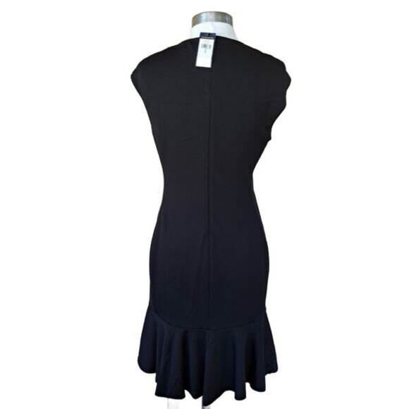 NEW Ralph Lauren POLO Black Ruffled Ponte Dress Size 8 Cap Sleeve Office Evening - Picture 4 of 11